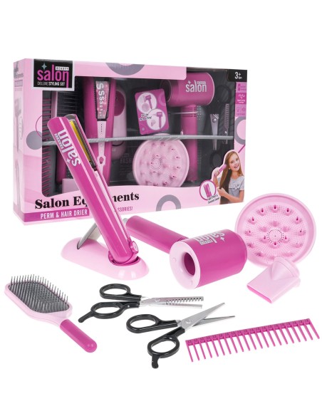 Pilnas interaktyvus kirpyklos rinkinis – džiovintuvas su oro srove ir šviečiantis tiesintuvas