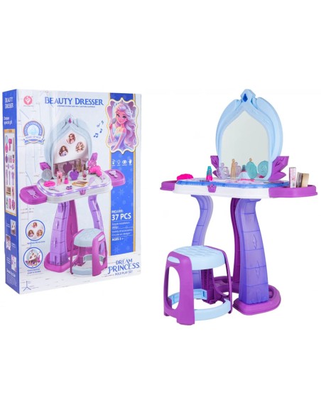 Magiškas tualetinis staliukas „Princess Dreams“ – 37 priedai, šviesos ir paslaptys veidrodyje!