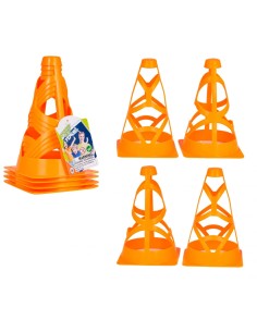 Oranžiniai sporto kūgiai (4 vnt.) – treniruotėms, žaidimams ir lenktynių trasoms!