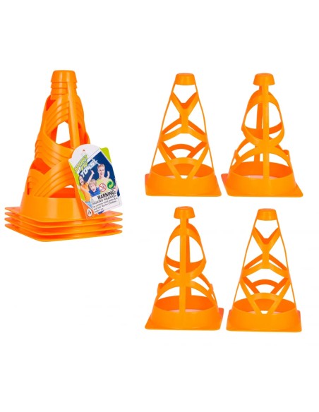 Oranžiniai sporto kūgiai (4 vnt.) – treniruotėms, žaidimams ir lenktynių trasoms!