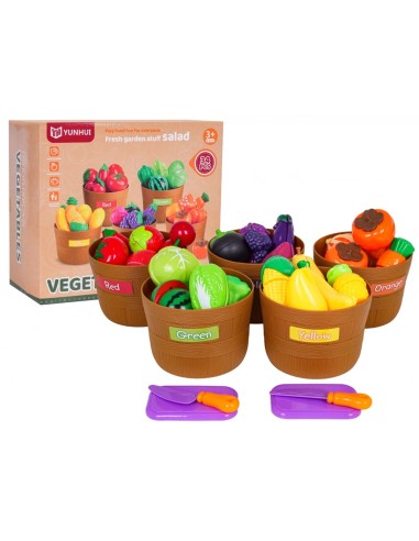 Didysis pjaustomų vaisių ir daržovių rinkinis (34 vnt.) – mokomės spalvų ir virtuvės paslapčių!