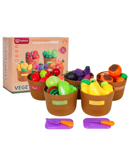 Didysis pjaustomų vaisių ir daržovių rinkinis (34 vnt.) – mokomės spalvų ir virtuvės paslapčių!