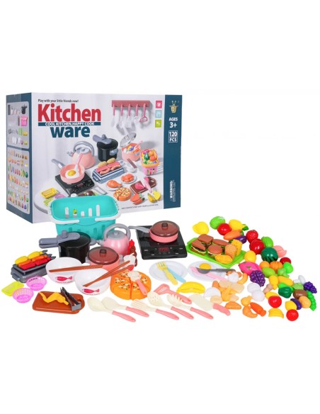 MEGA virtuvės rinkinis „Master Chef“ – net 120 detalių su garsus skleidžiančia virykle!