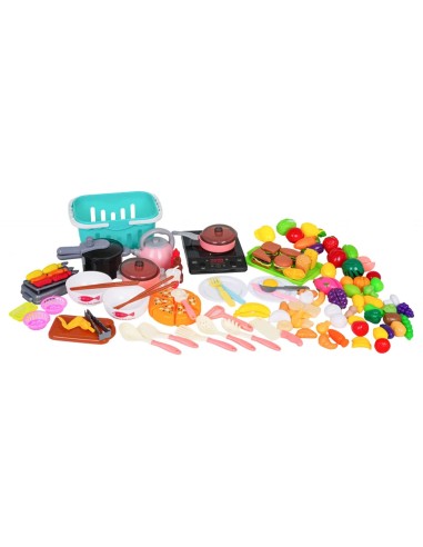 Interaktyvus maisto ruošimo rinkinis vaikams – viryklė su garsais ir gausus maisto produktų asortimentas
