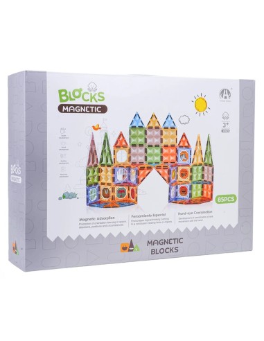 Spalvingas 85 elementų magnetinis pasaulis: 3D konstravimas, lipdukai ir lavinamieji žaidimai
