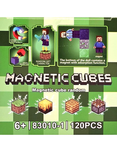 120 vnt. „Minecraft“ stiliaus magnetiniai blokeliai – kurkite savo pikselių pasaulį!
