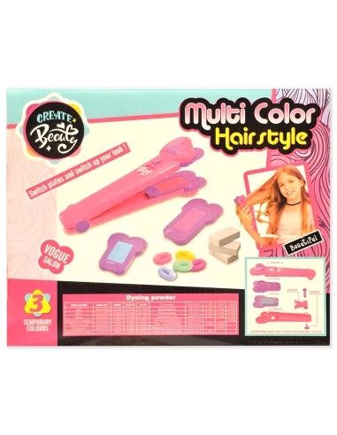 Kūrybinis plaukų formavimo rinkinys: dažai, aksesuarai ir dekoravimo tiesintuvas