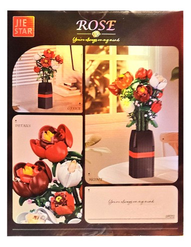 Botaniškas gėlių puokštės konstruktorius „Star Rose“ (761 d.) – stilinga namų dekoracija