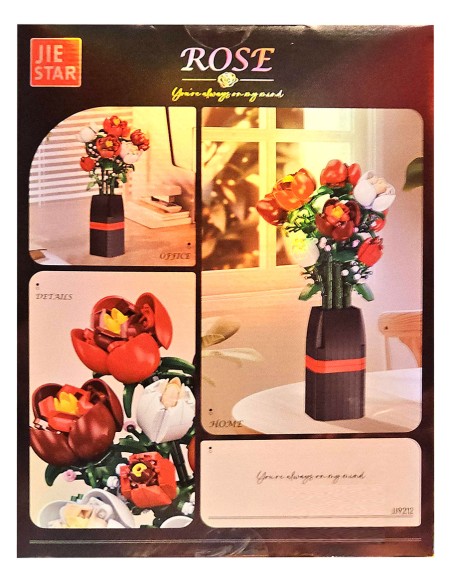 Botaniškas gėlių puokštės konstruktorius „Star Rose“ (761 d.) – stilinga namų dekoracija