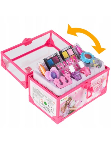 Visas makiažo ir nagų dailės komplektas (3+ m.) – stilingas dėklas su patogia rankena