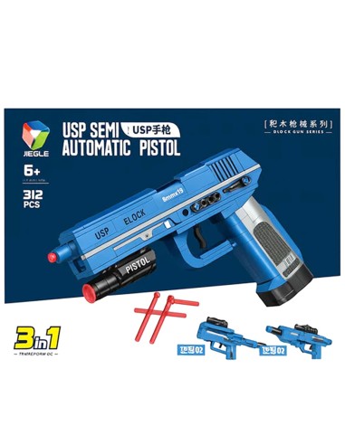 „USP Block Gun“ 3-in-1 konstruktorius: 312 dalių ir šaudymo funkcija