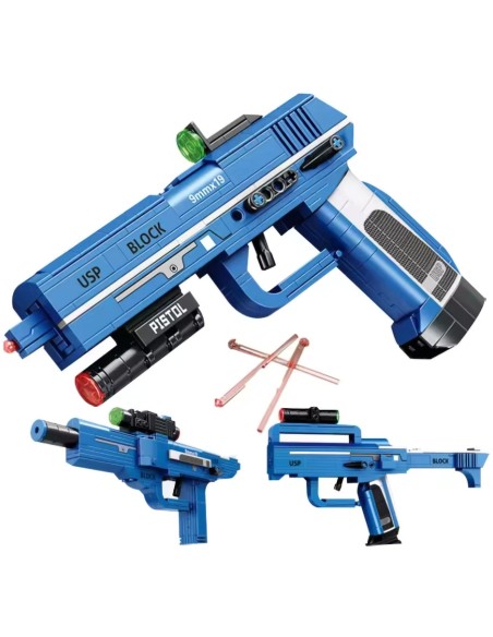 Interaktyvus konstruktorius-pistoletas – 3 skirtingi modeliai viename rinkinyje