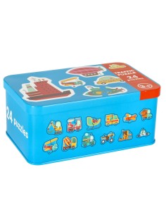 Edukacinės dėlionės skardinėje dėžutėje „Transporto priemonės“ – 24 pirmieji atradimai! 2