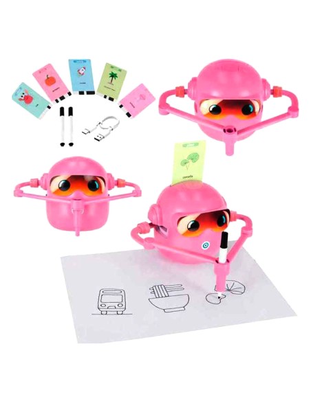 Interaktyvus piešimo robotas „Pink STEM“ – tavo vaiko pirmasis dailės ir anglų kalbos mokytojas!