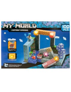Magnetinis konstruktorius „My World“ – 100 dalių rinkinys su LED šviesomis