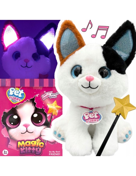 Magiškas pliušinis kačiukas su interaktyvia lazdele ir balso įrašymo funkcija