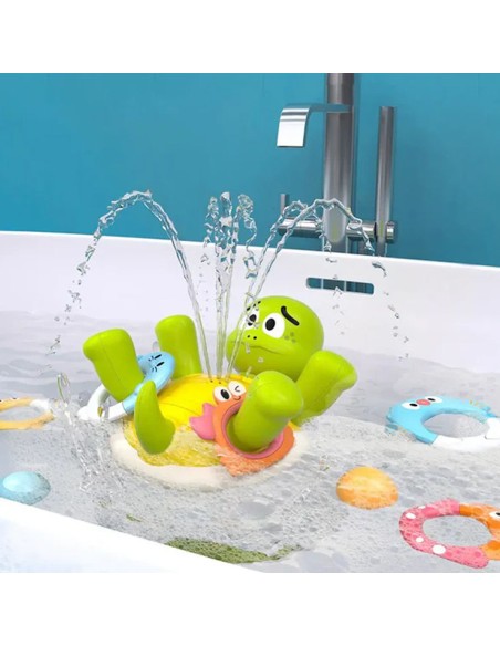 Sensorinis vonios žaislas „Vėžlys“ (18 mėn.+): Su keičiamais žiedais ir USB krovimu