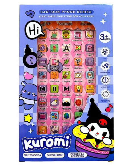 Interaktyvus „Kuromi“ išmanusis telefonas vaikams – virš 40 edukacinių funkcijų