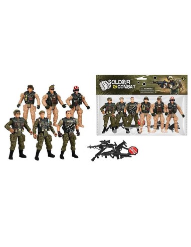 „Soldier Combat“ karinis rinkinys: 6 lanksčios kareivėlių figūrėlės su ginklais