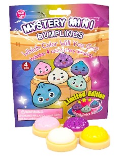 Antistresinių „Squishy“ minkštukų rinkinys „Mystery Mini Dumplings“ (4 vnt.)