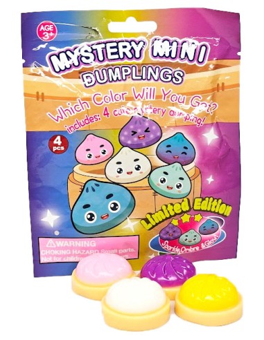 Antistresinių „Squishy“ minkštukų rinkinys „Mystery Mini Dumplings“ (4 vnt.)