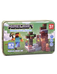 Magnetiniai kubeliai „Minecraft“ dėžutėje JM2029 (87 vnt., 2 cm)