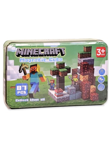 Magnetiniai kubeliai „Minecraft“ dėžutėje JM2029 (87 vnt., 2 cm)