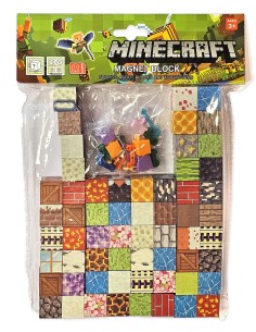 „Minecraft“ stiliaus magnetinis konstruktorius – 60 kubelių ir 2 personažai