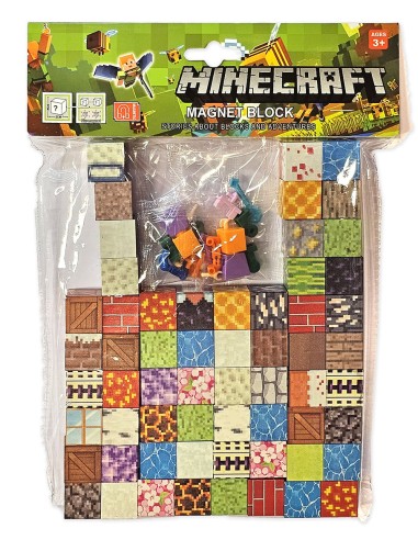 „Minecraft“ stiliaus magnetinis konstruktorius – 60 kubelių ir 2 personažai