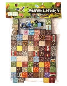 Big „Minecraft“ Stiliaus Magnetinis Konstruktorius (100 Kubelių + 2 Personažai)
