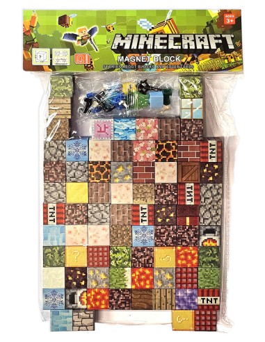 Big „Minecraft“ Stiliaus Magnetinis Konstruktorius (100 Kubelių + 2 Personažai)