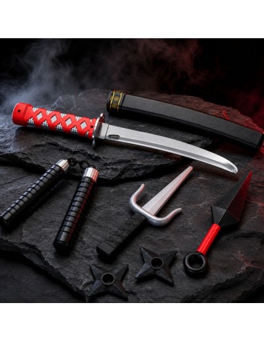 Nindzių ginklų rinkinys iš 6 dalių su katana ir šurekenais (vaikams nuo 4 metų)