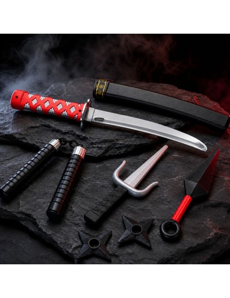 Nindzių ginklų rinkinys iš 6 dalių su katana ir šurekenais (vaikams nuo 4 metų)