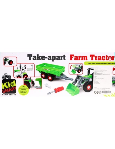 Surenkamas traktorius su priekaba ir suktuvais vaikams 3+