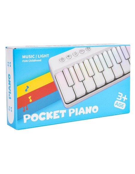 Muzikinis pianinas kompaktiškas juodas su šviečiančiais klavišais