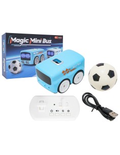 Mini autobusas R/C mėlynas su gestų valdymu LED ekranu ir kamuoliu