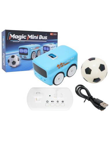 Mini autobusas R/C mėlynas su gestų valdymu LED ekranu ir kamuoliu