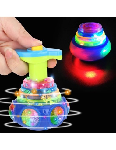 Šviečiantis muzikinis UFO formos vilkelis su paleidimo rankena (sensorinis žaislas vaikams)