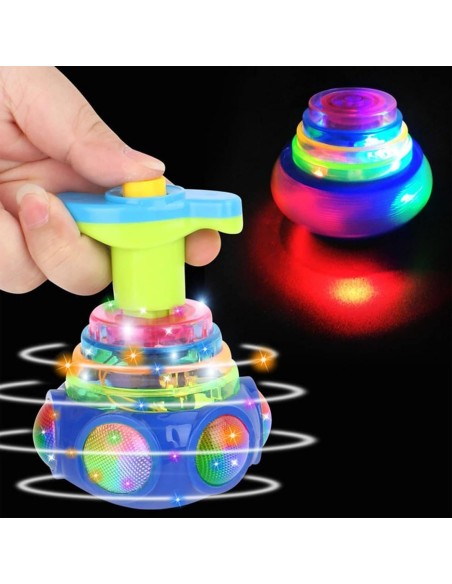 Šviečiantis muzikinis UFO formos vilkelis su paleidimo rankena (sensorinis žaislas vaikams)