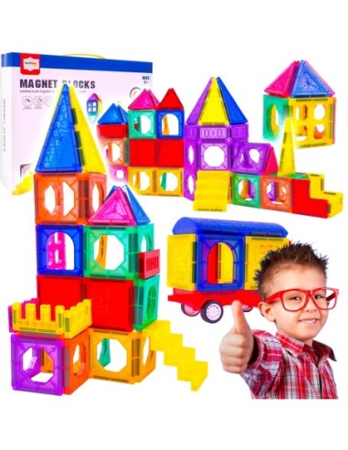 Magnetinių kaladėlių rinkinys konstruktyvus 3D 110 elementų MalPlay
