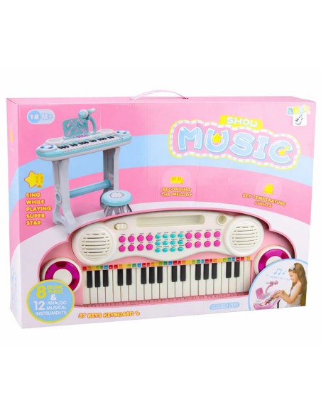 Elektroninis pianinas 37 klavišų su mikrofonu LED stovu ir MP3 MalPlay