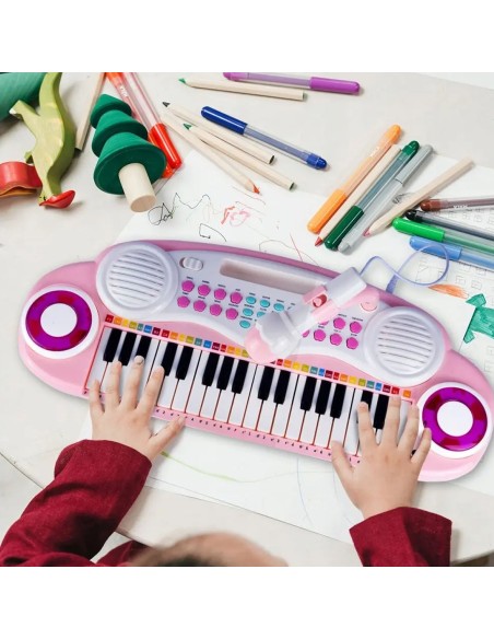 Elektroninis pianinas 37 klavišų su mikrofonu LED stovu ir MP3