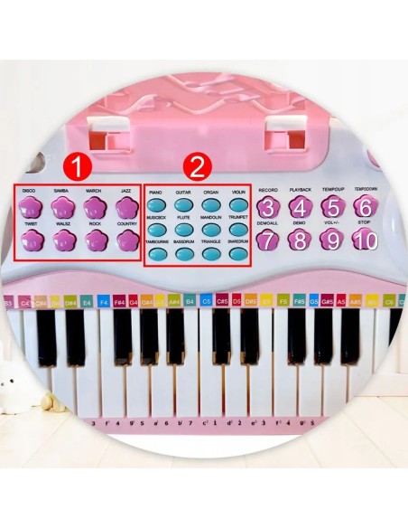 Elektroninis pianinas 37 klavišų su mikrofonu LED stovu ir MP3