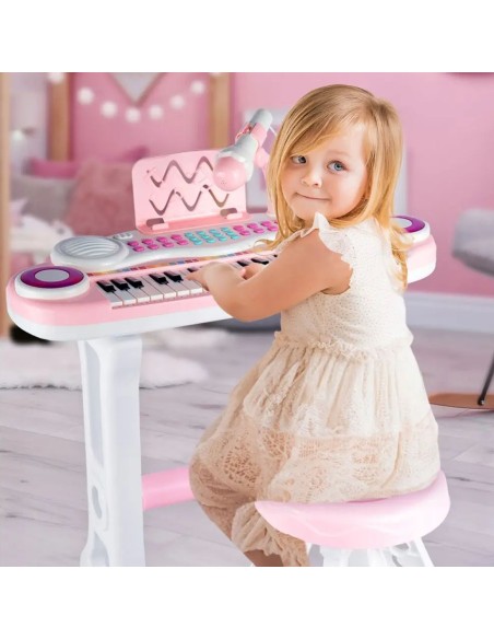 Elektroninis pianinas 37 klavišų su mikrofonu LED stovu ir MP3