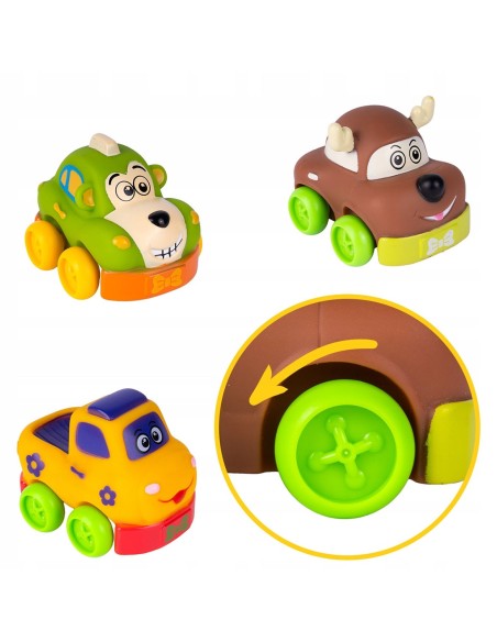 Sensorinės Montessori kaladėlės guminės su gyvūnais kamuoliais ir automobiliais MalPlay