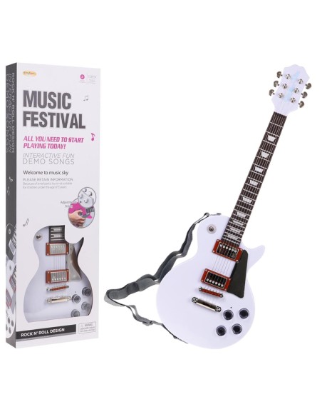 Žaislinė gitara su mikrofonu balta su garso efektais nuo 3 metų