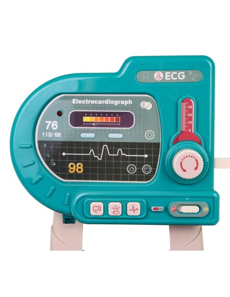 Gydytojo rinkinys vežimėlis su EKG pultu 24 elementų šviesa ir garsu nuo 3 metų
