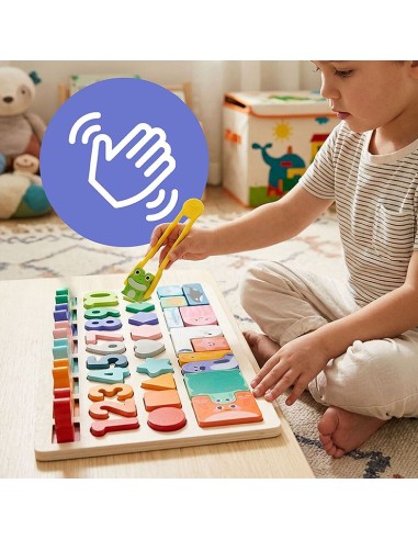 4in1 edukacinė varlių skaičiavimo lenta medinė 40 el.