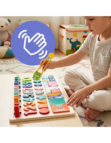 4in1 edukacinė varlių skaičiavimo lenta medinė 40 el.