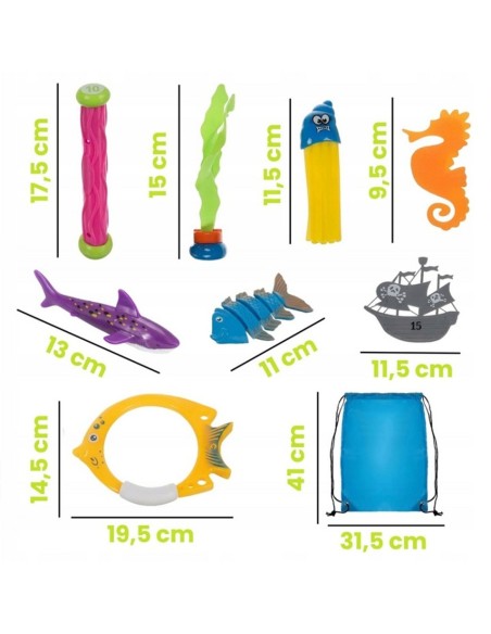 26 dalių nardymo rinkinys baseinui su krepšiu